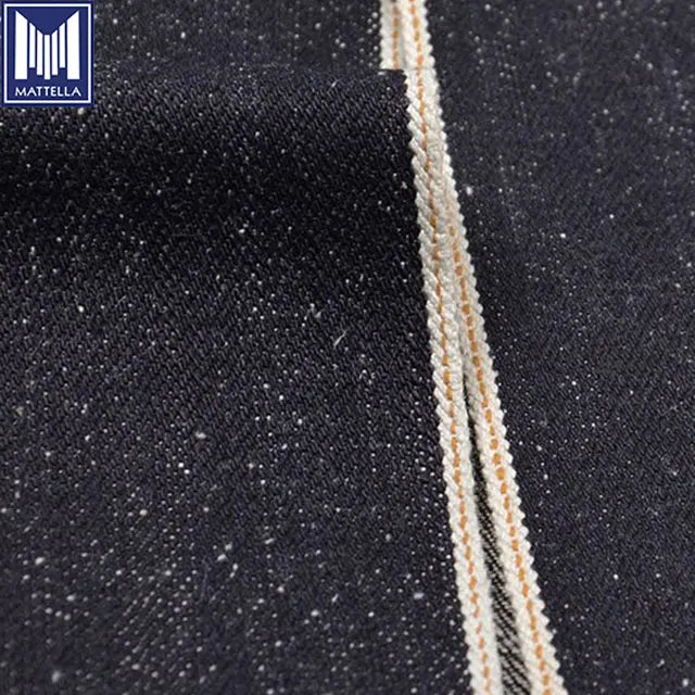 Japanese Style Vintage Raw 100% Cotton 15oz Heavy Weight Snow Pearl Shape Neppy Cotton Selvedge Denim Fabric