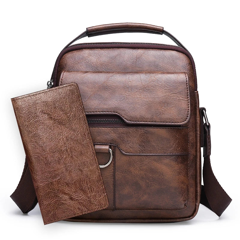 Men's Vintage Leather Purse Shoulder Bag Luxury Designer Crossbody Sling  Bag with Purse