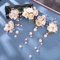 Handmade Spring New Bridal Headdress Beige Simulation Flower Hairpin Tassel Wedding Hair Accessories