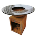 Modern Outdoor Fire Grill Corten Steel BBQ with Circle Plancha Powder Coated Fire Pit Barbecue