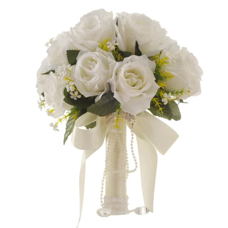 YP007 Bouquet Bridal Korean White Artificial Flower Bridesmaid Bouquet Flower Wedding Bride Flower Bouquet Wholesale