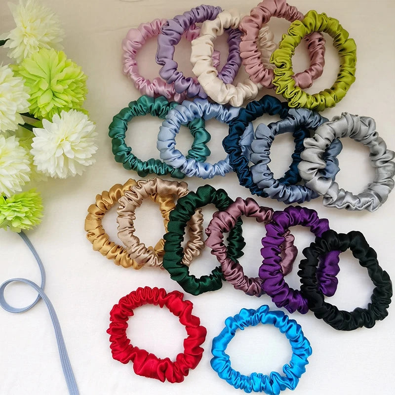 Wholesale Custom Printed Satin Hairbands for Women Elastic Rubber Ponytail Holders and Eyelash Scrunchies
