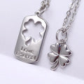 Never Fade Stainless Steel Pair Pendants for Couple Clover 4 Leaves Plant Charm Necklace Blank Puzzle Pendants Necklace for Coup