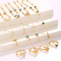 Simple Fashion Jewelry Accessories Stainless Steel Bracelet Turquoise Love Tree of Life Pendant Ring Hand Chain Ring Brace