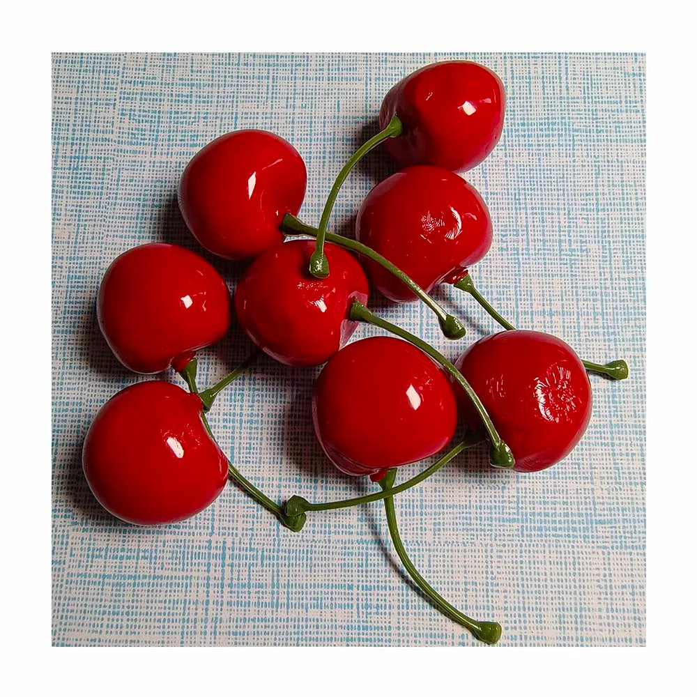 Bulk 100Pcs 30MM Artificial Lifelike Red Black Yellow Cherry Fruit Realistic Chrries Fruit Toys for Home Party Christmas Display