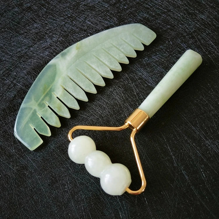 HZ Jade Roller and Gua Sha Scraping Massage Tool Set for Face and Body Rejuvenate MegaBDM