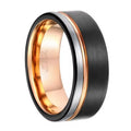 POYA 6mm 8mm Tungsten Wedding Band Black Rose Gold Plated Thin Groove Line Brushed Ring for Men Women for Engagement Gift