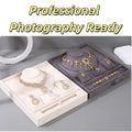 3D Charcoal Grey & Cream Velvet Jewelry Merchandising Tray Modular Necklace Bust Earring Display Showroom Props Set