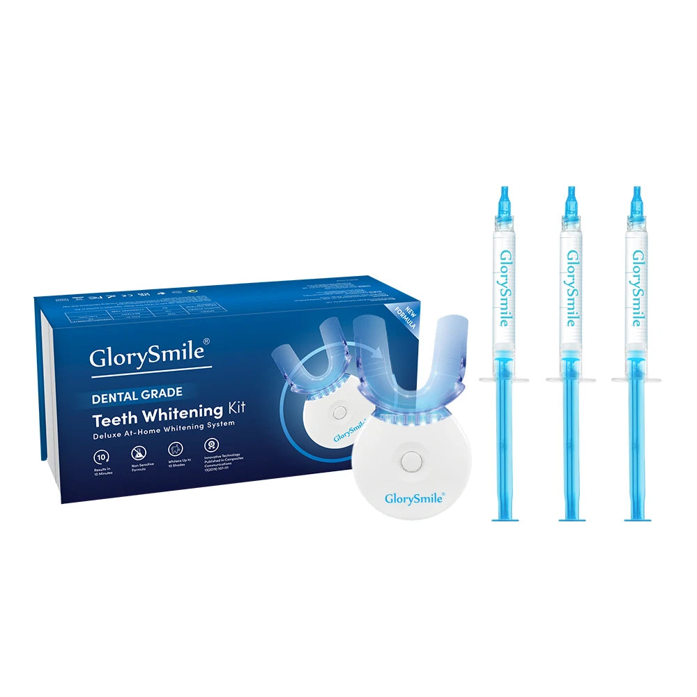 Hot Selling  Home Teeth Whitening Kit with 5 LED Light 3pcs 3ml Peroxide Free Bleaching Gel Premium Teeth Bleaching Solution