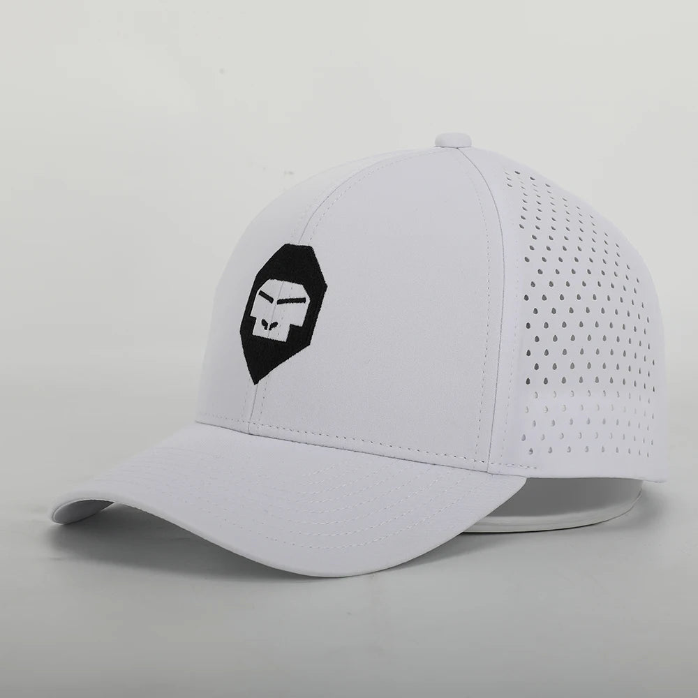 BSCI Factory Custom 6 Panel White Running Sport Laser Cut Hole Dad Perforated HatMen Waterproof Embroidery Baseball Caps