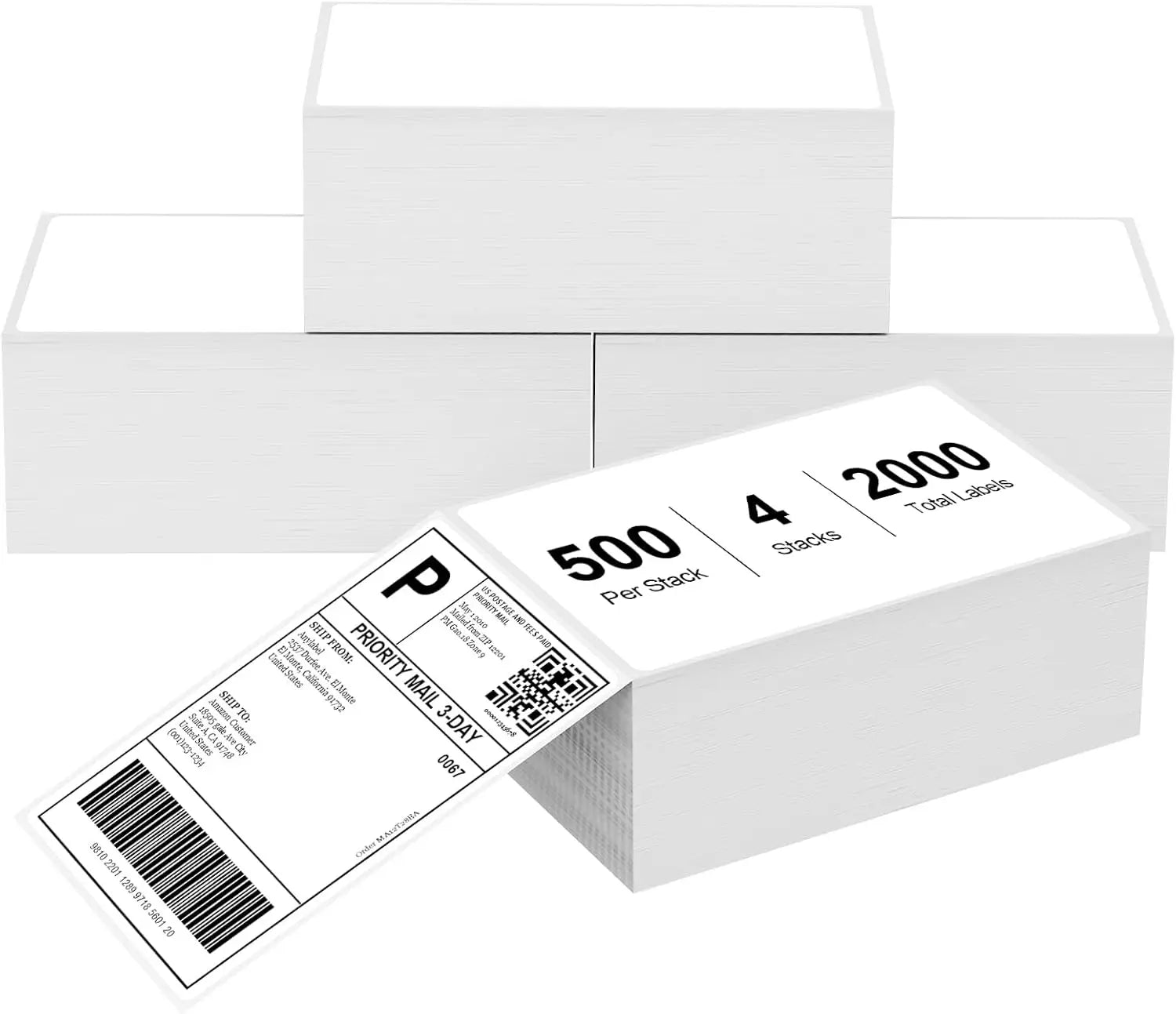 Recyclable 4x6 Thermal Printer Labels for Shipping Address Labels 100x150mm Fanfold Direct Thermal Barcode Paper Label 500pcs