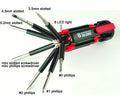 Innovative Gift Accessories Useful Gadgets GM Custom Logo 8 in 1 LED Carbon Steel & ABS Multifunctional Screwdriver Tools