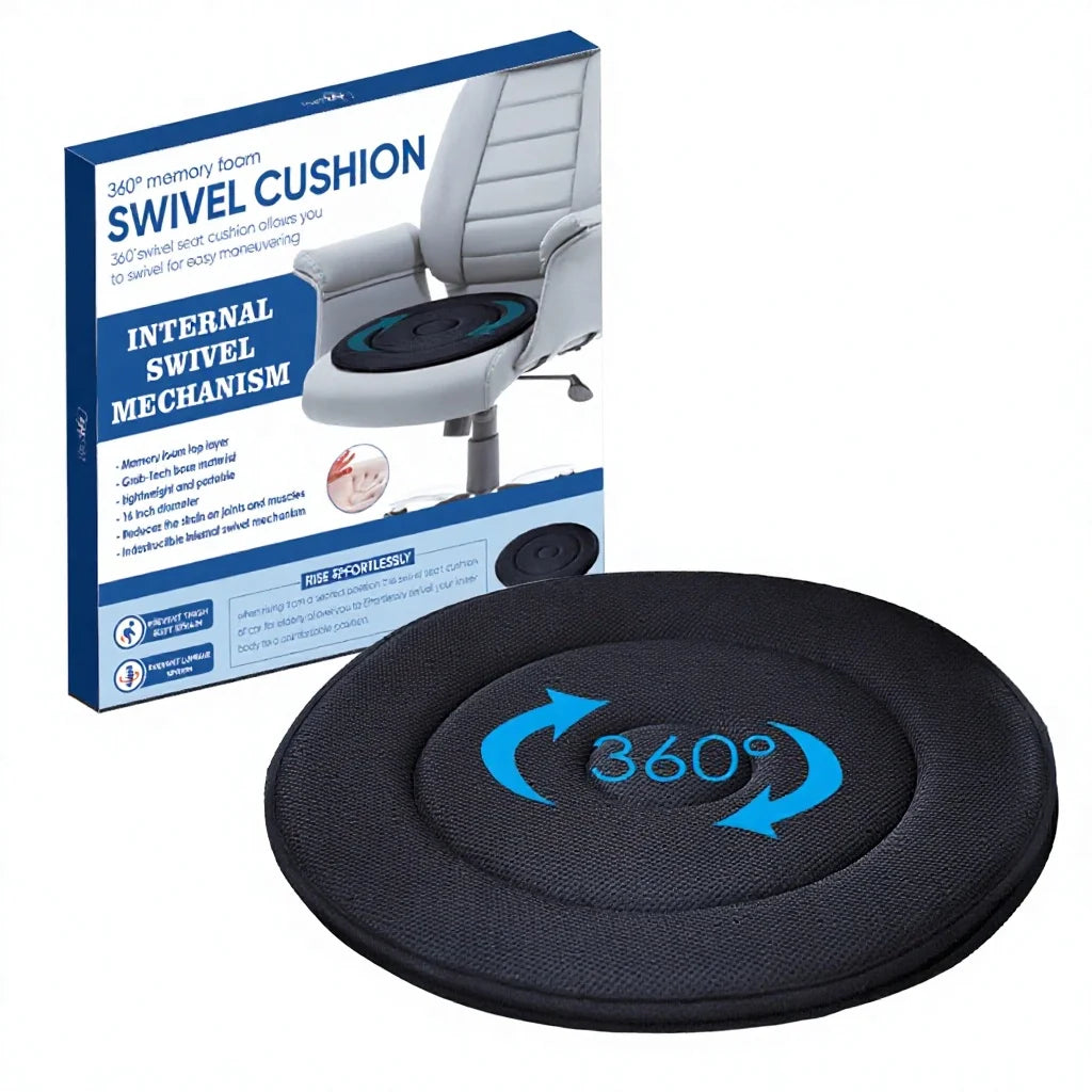 Kingworth Car Seat Revolving Rotating Cushion Swivel Foam Mobility Aid Chair Seat Cushion Pad