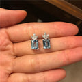 2026 Rhodium plated Sterling Silver Custom Luxury Women Blue Zircon Stud Earrings
