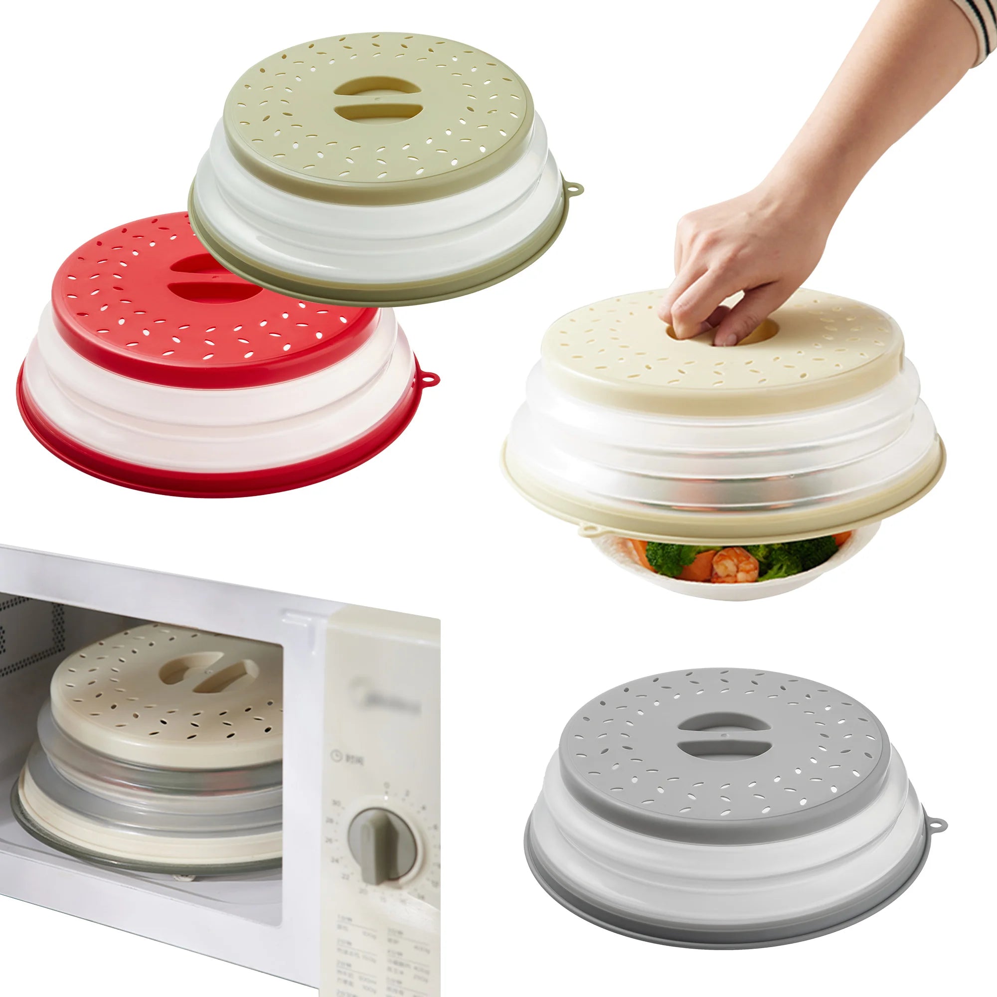 Hot Sale Microwave Splatter Guard Plastic Oven Food Cover Heat Platter Bowl Dish Splash Lid Collapsible Microwave Food Cover