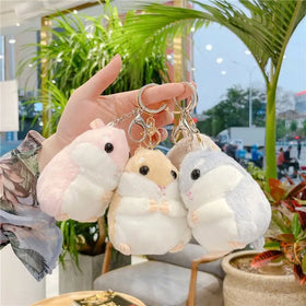 Cute Hamster Mini Plush Keychains Toys Stuffed Animal Toys Doll Keyring Bag Charm Pendant Accessories Kawaii Mini Plush Keychain