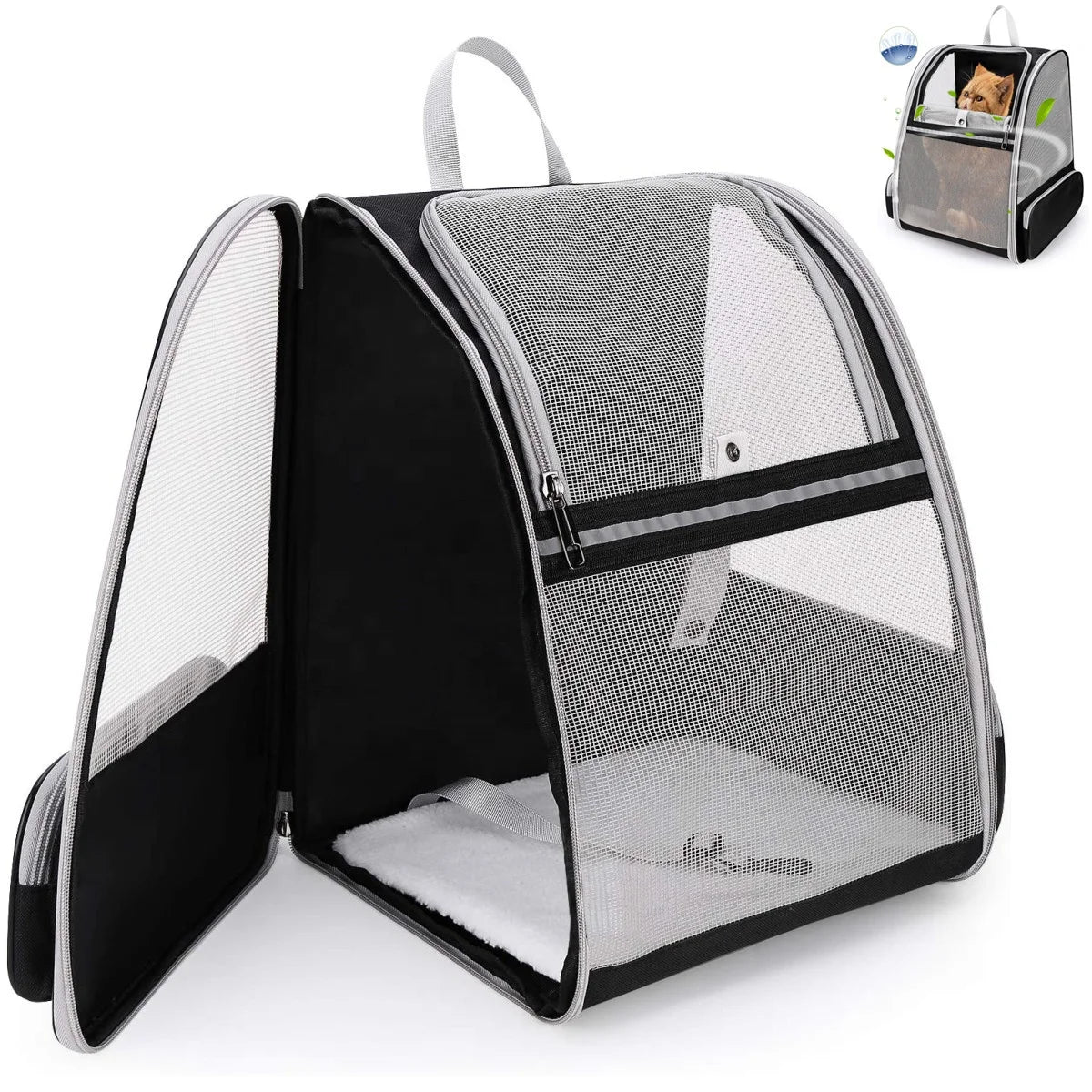 Breathable Pet Cat Carrier Backpack Large Cat Dogs Carrying Bag Folding Pet Chest Portableairline Approved Pet Travel Carrier