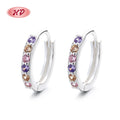 Jewelry Round Colorful Gloss Cubic Zirconia Huggies Earrings Dainty Sterling Silver Vintage Hoop Earings for Women