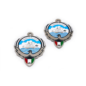 State of Kuwait National Emblem Enamel Logo Metal Pendant Kuwait Flag Design Two Holes Charms for Necklace Bracelet Kuwait Gifts