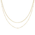 Chain Double Layer Necklace Fashion Women Jewelry 18K Gold Pleated Stainless Steel Snack Bone Necklaces With Beaded Chain