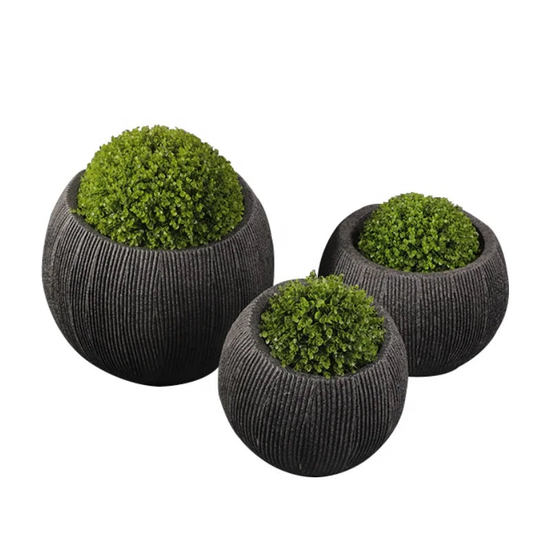 Modern Round Fiberglass Flower Pots Planter Indoor Outdoor Garden Decoration for Hotel Restaurant