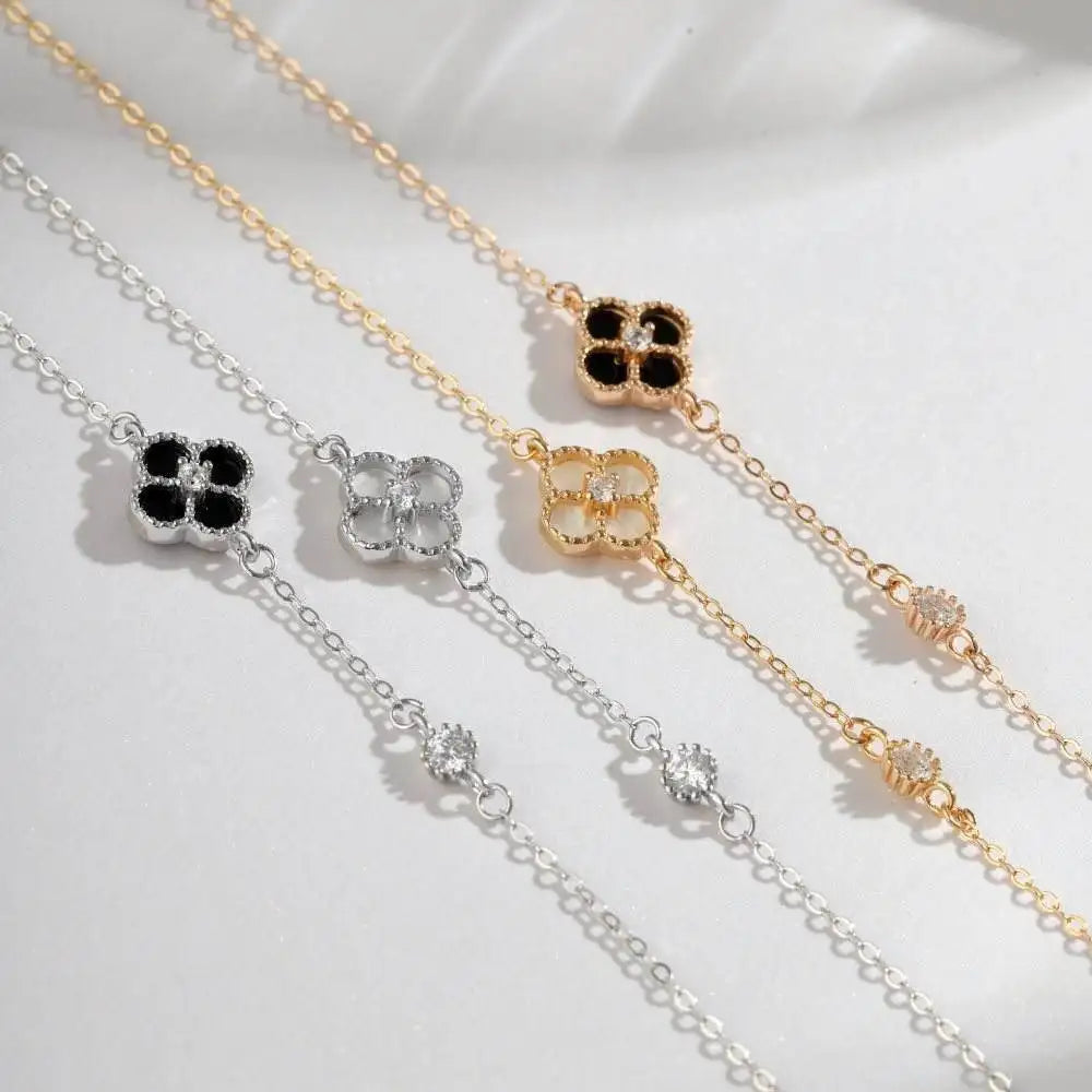925 Sterling Silver Four Leaf Clover Design Adjustable Bracelet for Women Non Tarnish 2025 Trendy Fashion Jewelry