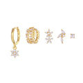5pcs New Design Fashion Jewelry Earrings Set18K Gold Plated Brass Earrings Set Geometric Zircon Five Pieces Earrings for Women