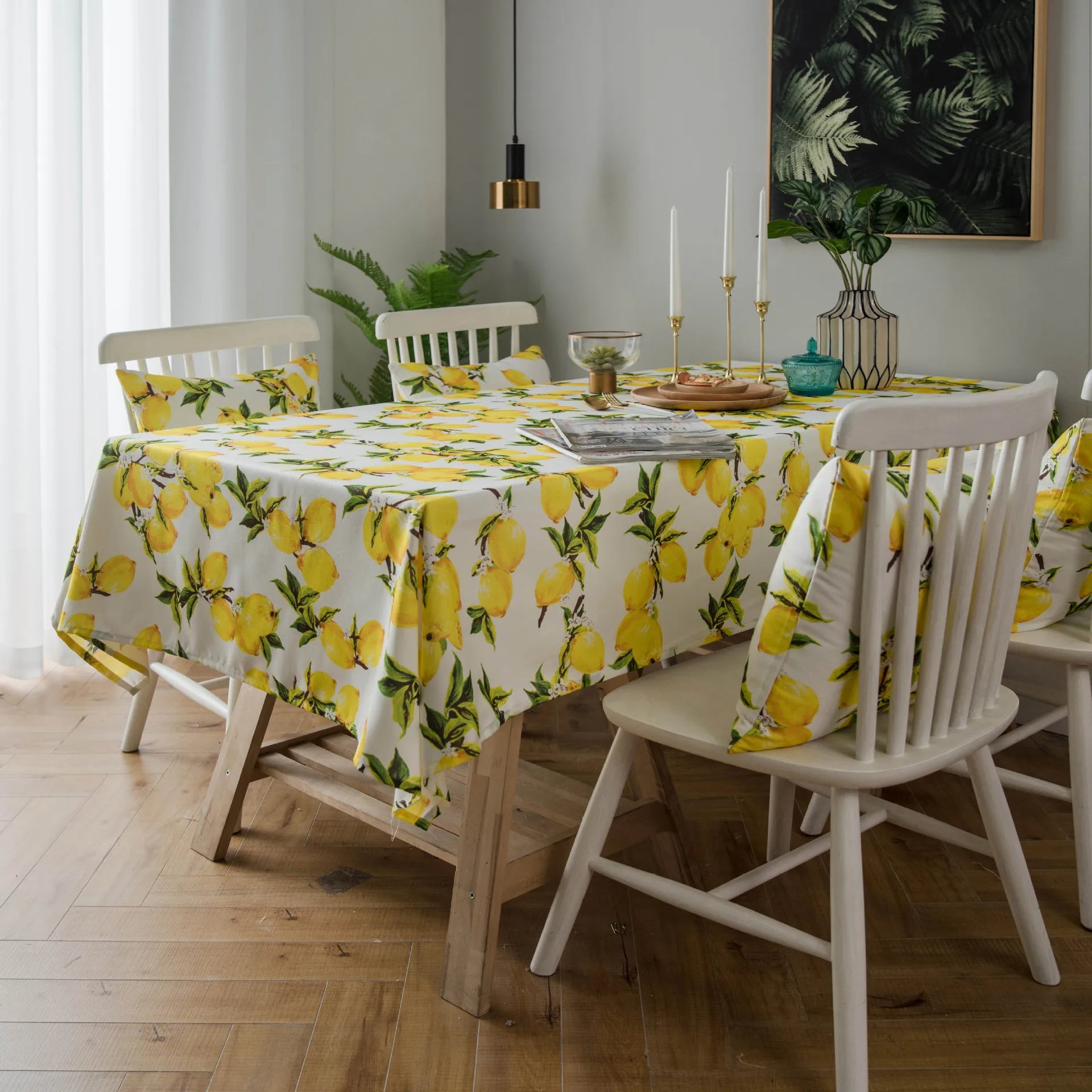 Ychon Hot Selling Lemon Printed Tablecloth Customizable Polyester Tablecloths Dustproof Heat-resistant Table Cloth