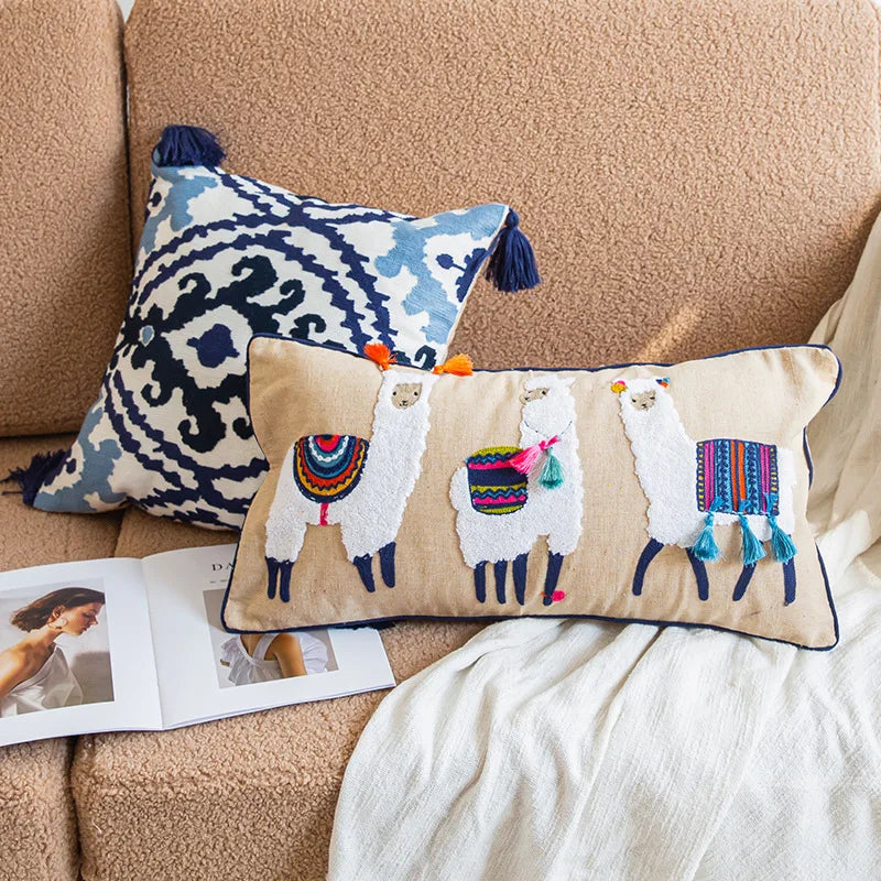 Amity Factory Wholesale Square Throw Pillow Cover Embroidered Cushion Cover Decor Homestay Sofa Living Room