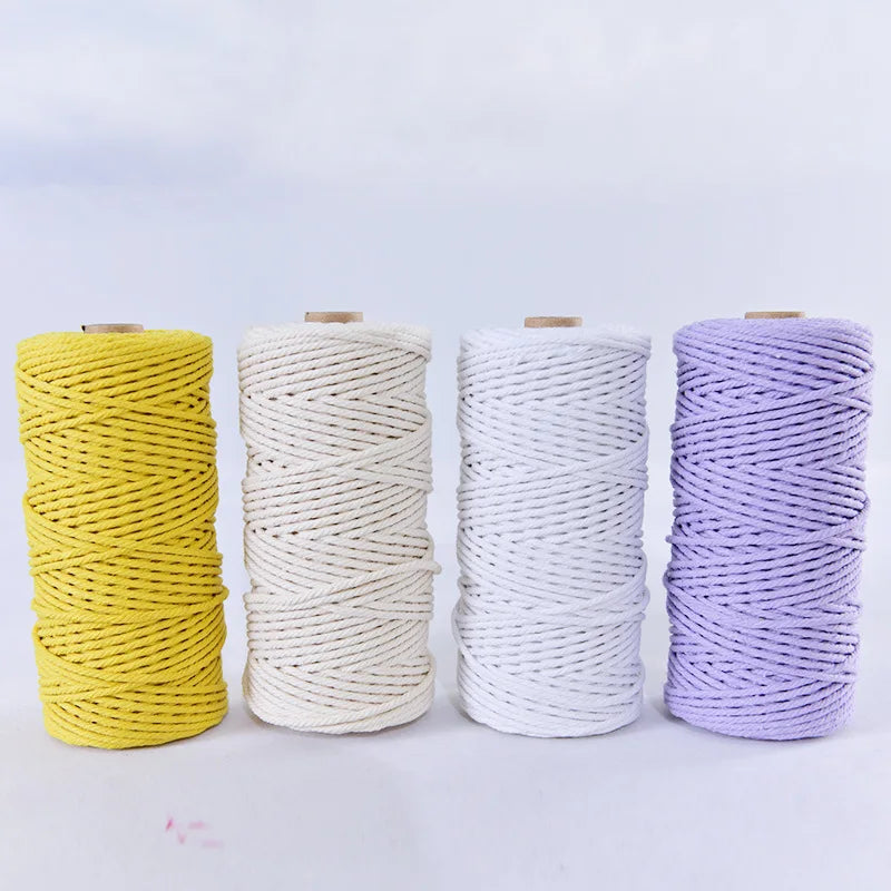 Wholesale 3mm 1mm-20mm Colored Twisted Knitting Cotton Rope Decorative Macrame Cord