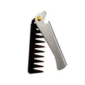 Hot Sale Priavate Label Custom Beard Styling Tools Portable Folding Beard Comb Metal Wide Tooth Beard Comb for Men