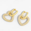 IVIAPRO Wholesale 18K Gold Plated Jewelry Cubic Zircon Heart Shaped Hoop Earrings for Women