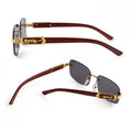STY8038 Fashion 2023 Brand Design Diamond Cut UV400 Lens Wooden Temple Men Women Rimless Luxury Designer Sunglasses
