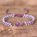 Healing Natural Stone Amethyst Charm Bracelet Opal Beads Braided Strand Friendship Macrame Bracelet Femme Jewelry Wholesale
