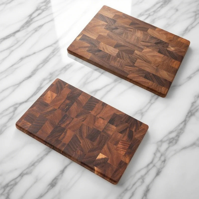 Luxury Durable Michulin Brand Sustainable 2.5cm Thick Walnut Wood End-grain Patterns Cutting Board Chopping Block Wooden Serving