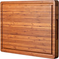 Bamboo Wood Cutting Board for Kitchen 1" Thick Butcher Block Cheese  Board with Side Handles and Juice Grooves 16x11"