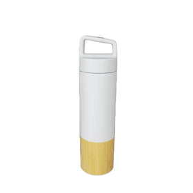 18/8 Stainless Steel Straight Insulated Water Bottle With Tea Infuser Bamboo Shell Double Wall Thermo Bottle Flask