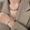 French Dopamine Personality Graceful Necklace Special-Interest Design Bracelet Jewelry SetSweet Girl Titanium Steel