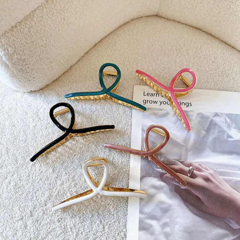 DOWELL Korean Drop Oil Retro Temperament Shark Clip Solid Bright 13cm extra Large Acetate Metal Hair Claw Clips