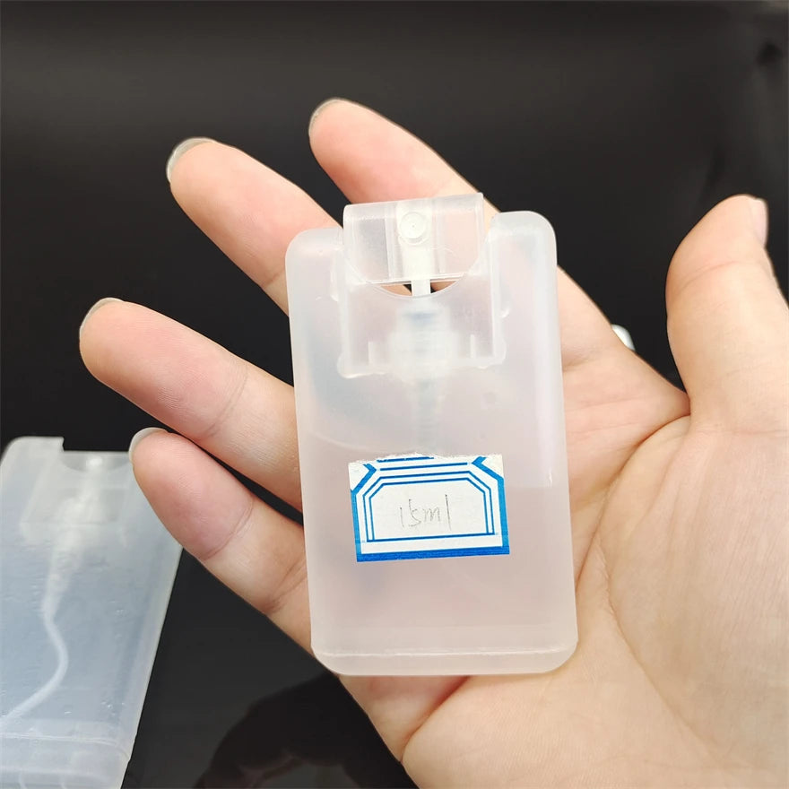 Factory Promotion 20ml Transparent square Pocket Perfume Spray clear Black White Bottle Plastic Sub Perfume Card Spray Bottle