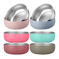 6 Pcs 304 Stainless Steel Baby Kids Toddler Bowls Snack Container with Anti Scald Removable Silicone Shell for Food Feeding