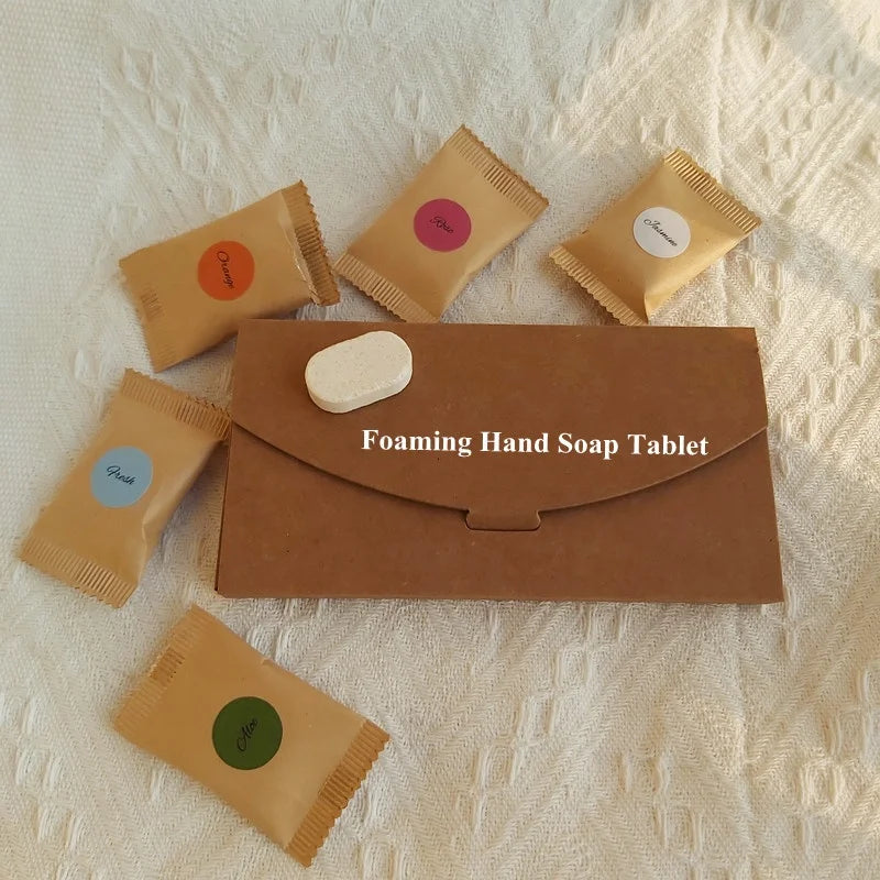 Eco Friendly Disposable Solid Foaming Hand Soap Cleaning Tablets with Rose Jasmine Lemon & Lavender Essential Oil