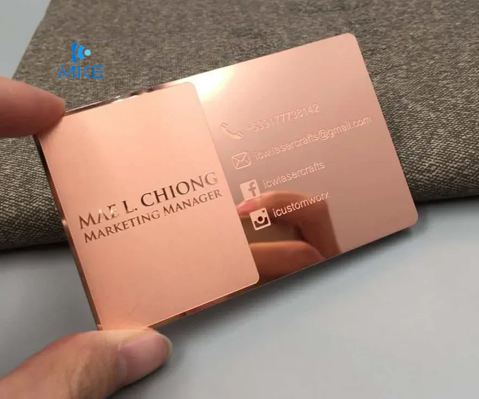 Business Rose Gold Mirror Steel Metal Cards