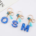 Hot Cross-Border Sales Resin Blue for Love Butterfly Acrylic Key Chain Cute Cartoon Metal Backpack Pendant for