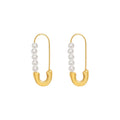 Simple Stainless Steel 18K Gold Plated Imitation Pearl Paperclip Earrings Titanium Steel IP Personalized Rectangle Pearl Earring