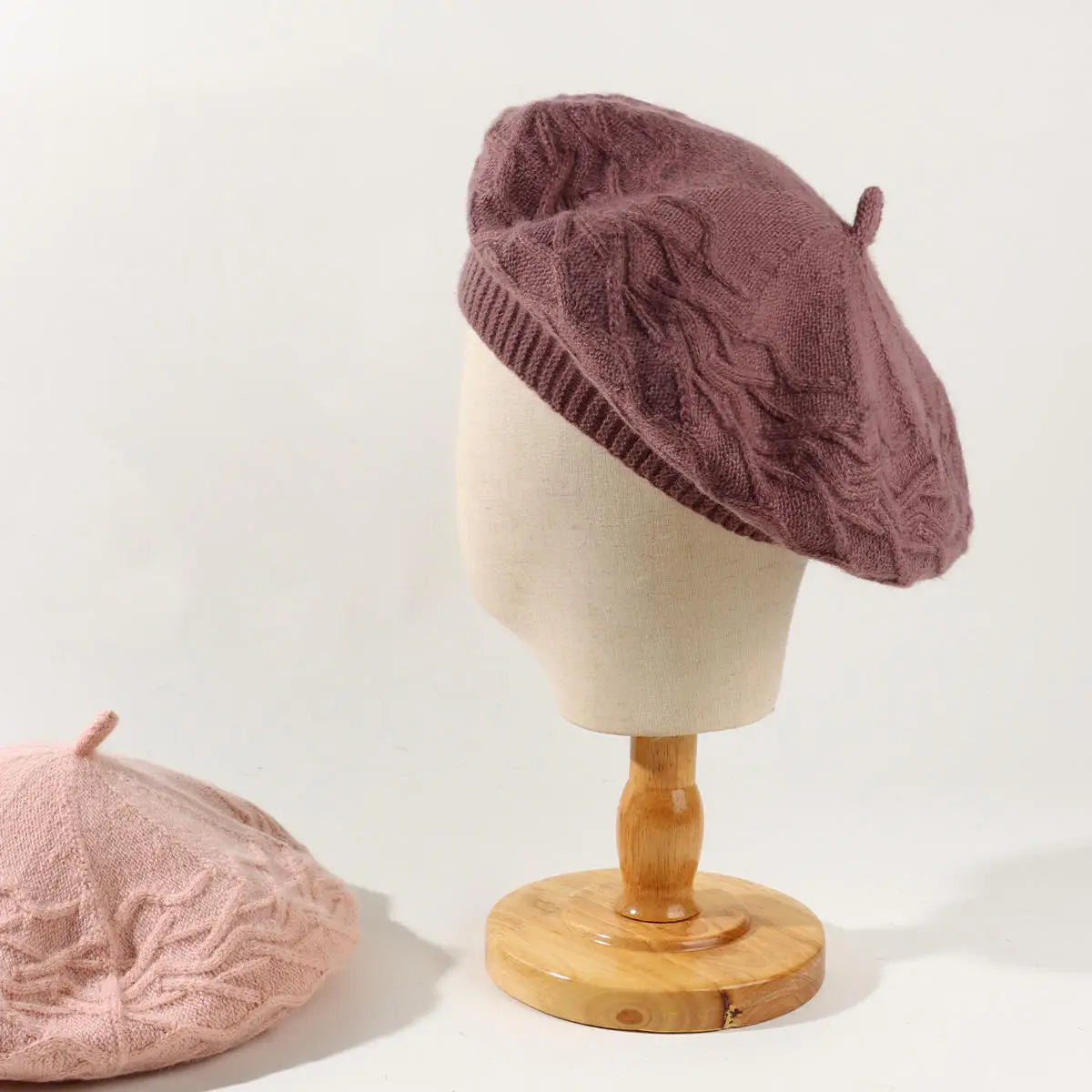 Women's Custom Logo Rabbit Velvet Beret Hat Solid Color Lace Knitted Warm for Winter Parties Business Spring Outdoor Casual