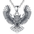 Vintage Design Jewelry 925 Sterling Silver Animal Amulet Wisdom Wiccan Owl Pendant Necklace for Men or Women