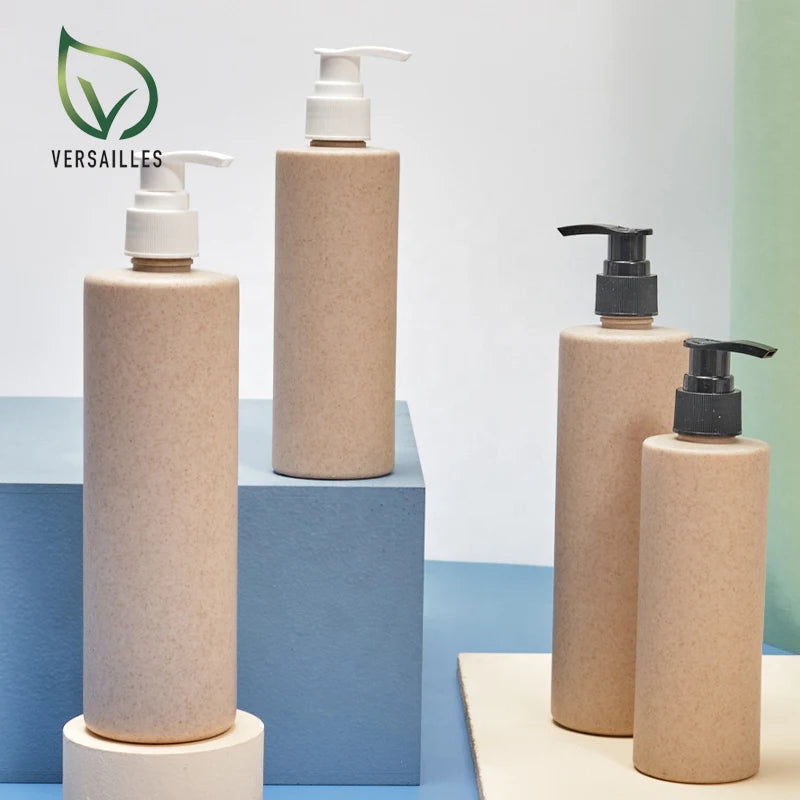 Custom 400ml Eco-friendly Degradable Plastic Lotion Shampoo Travel Sub-bottling Pump Sprayer Bottle Screen Printing 100pcs MOQ