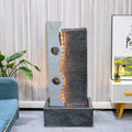Zen Waterfall Resin Sculpture with Gold Stream & Rock Texture Desktop Fountain for Home OfficeDecor with LED Light