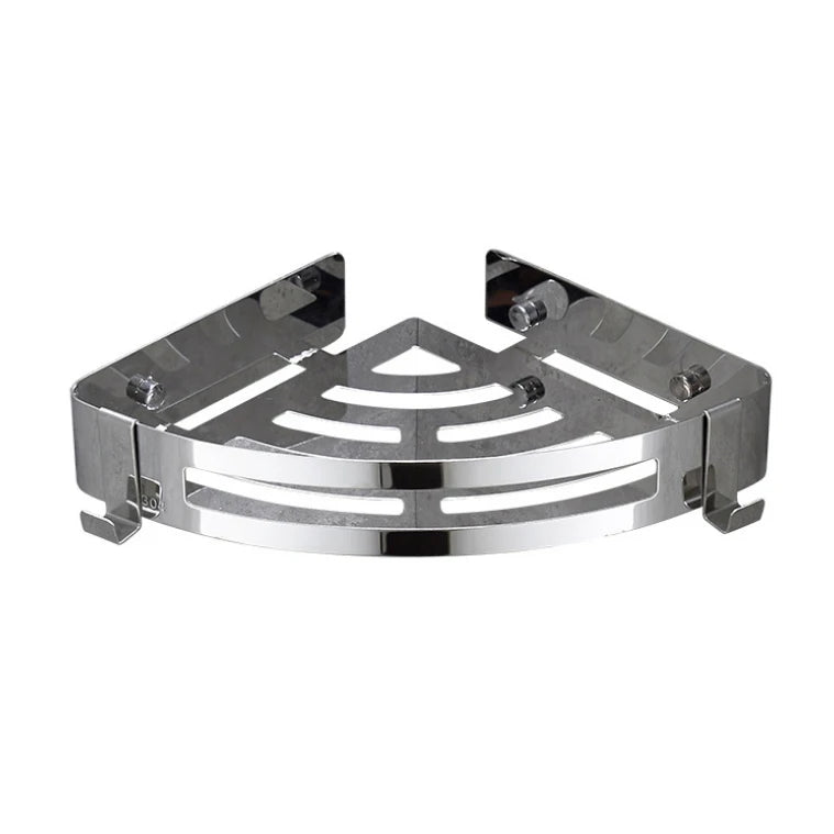 Free Punching Stainless Steel Classic Tripod Industrial Use Bathroom Fan-shaped Corner Basket Storage Racks